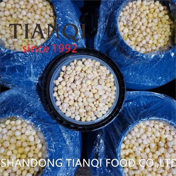 Preserved white mushroom in salted water in drums